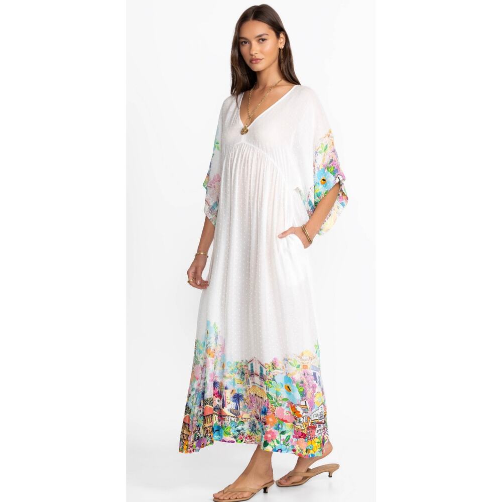 Johnny Was Spello Kaftan XS White Tropical Dolman Kaftan Maxi Dress NWOT - Picture 14 of 14